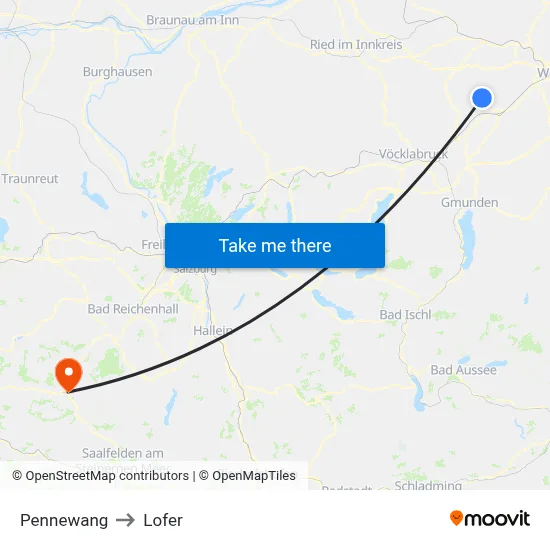 Pennewang to Lofer map