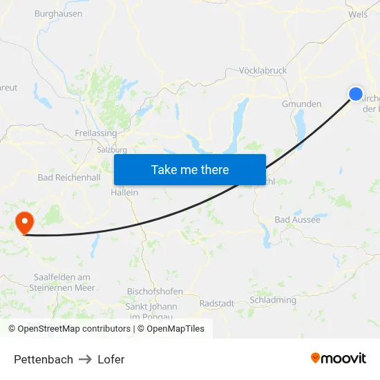 Pettenbach to Lofer map