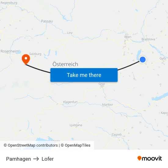 Pamhagen to Lofer map