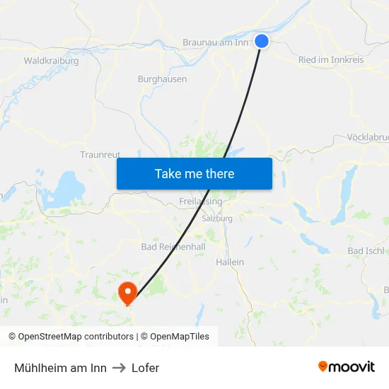 Mühlheim am Inn to Lofer map