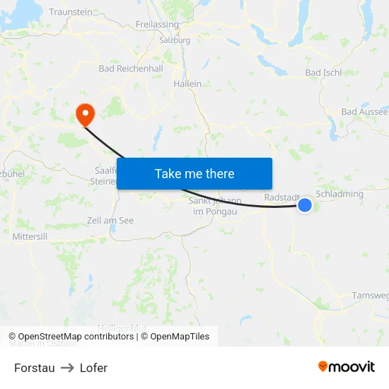 Forstau to Lofer map