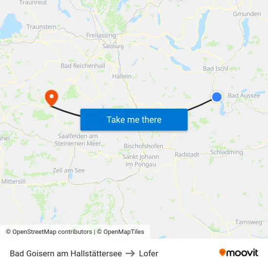 Bad Goisern am Hallstättersee to Lofer map