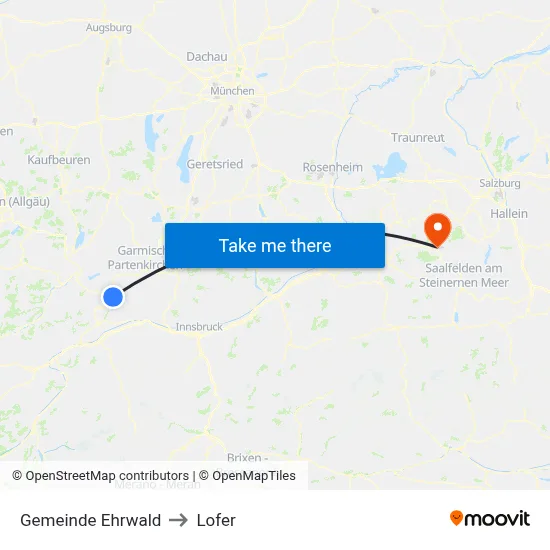 Gemeinde Ehrwald to Lofer map