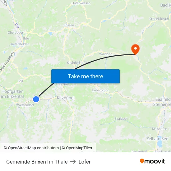 Gemeinde Brixen Im Thale to Lofer map