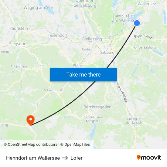Henndorf am Wallersee to Lofer map