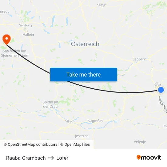 Raaba-Grambach to Lofer map