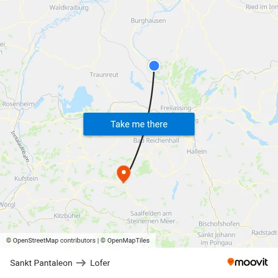 Sankt Pantaleon to Lofer map