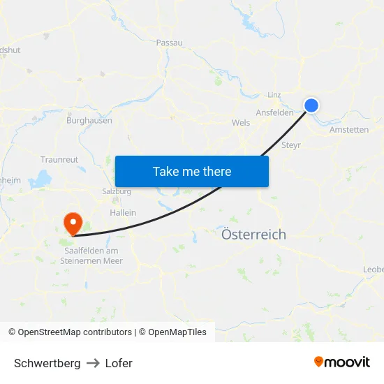 Schwertberg to Lofer map
