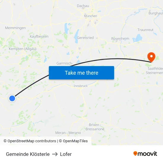 Gemeinde Klösterle to Lofer map