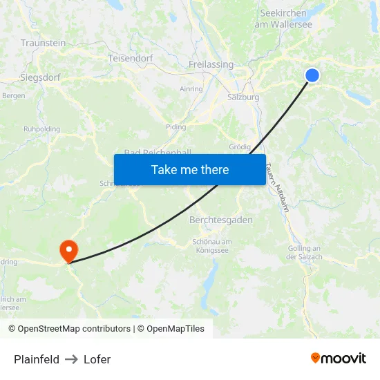 Plainfeld to Lofer map