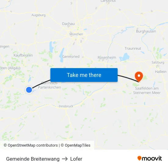 Gemeinde Breitenwang to Lofer map