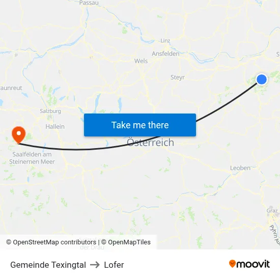 Gemeinde Texingtal to Lofer map
