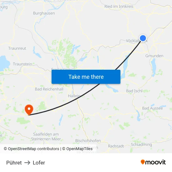 Pühret to Lofer map