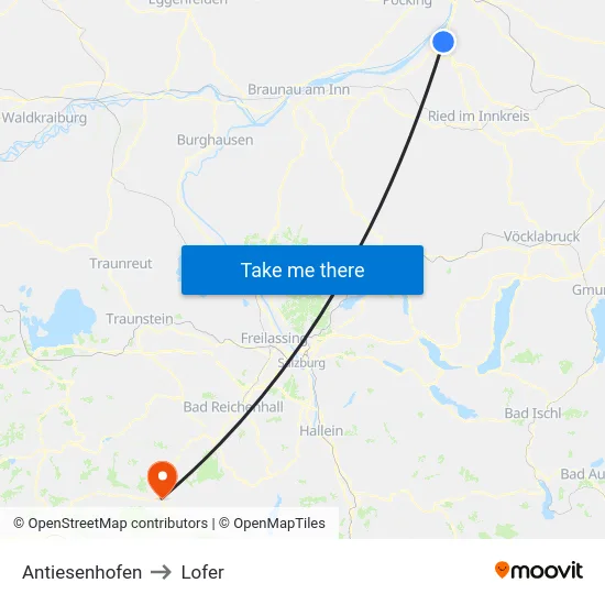 Antiesenhofen to Lofer map