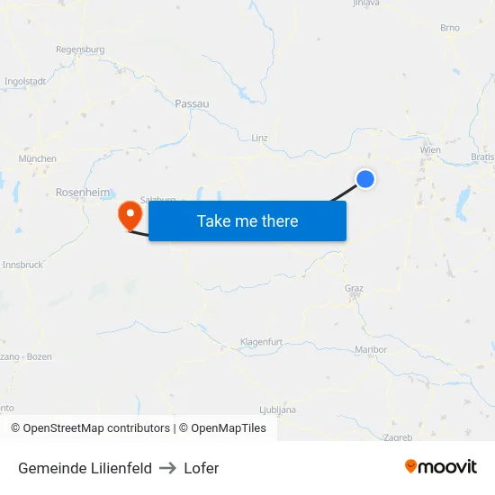 Gemeinde Lilienfeld to Lofer map