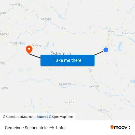 Gemeinde Seebenstein to Lofer map