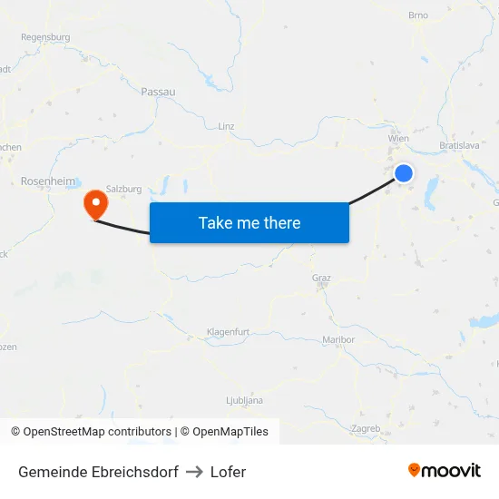 Gemeinde Ebreichsdorf to Lofer map