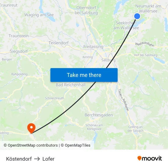 Köstendorf to Lofer map