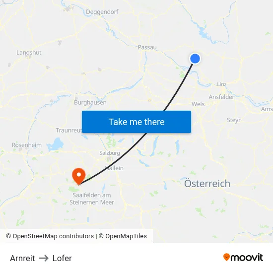 Arnreit to Lofer map