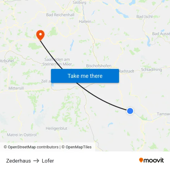 Zederhaus to Lofer map