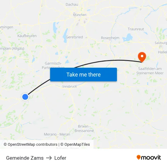 Gemeinde Zams to Lofer map