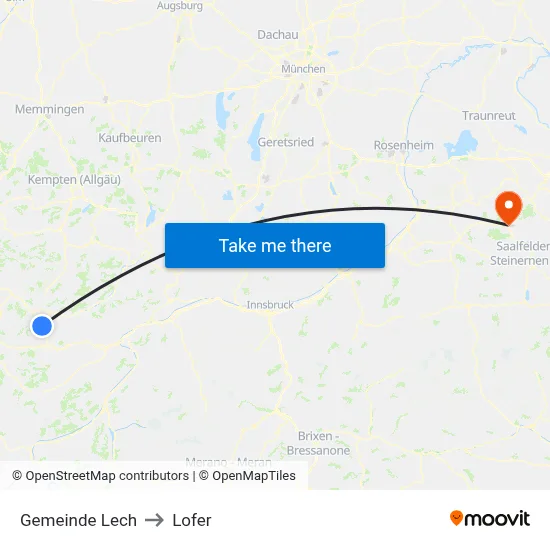 Gemeinde Lech to Lofer map