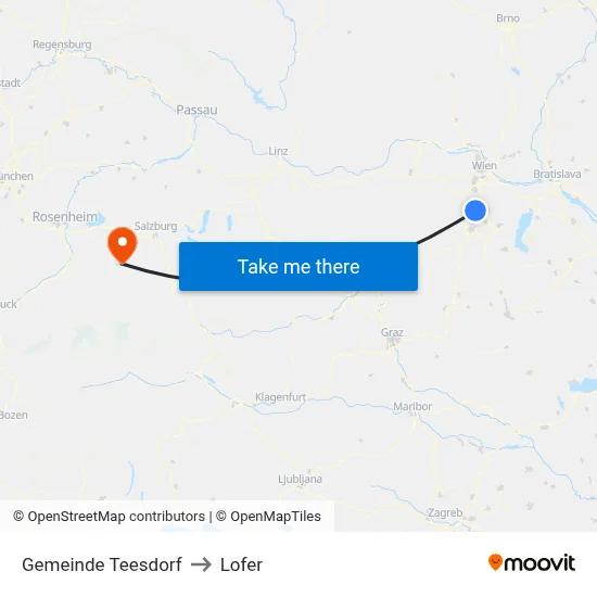 Gemeinde Teesdorf to Lofer map