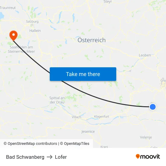 Bad Schwanberg to Lofer map