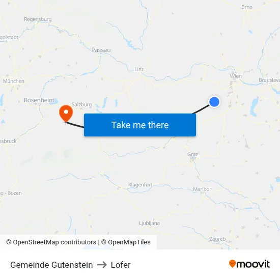 Gemeinde Gutenstein to Lofer map
