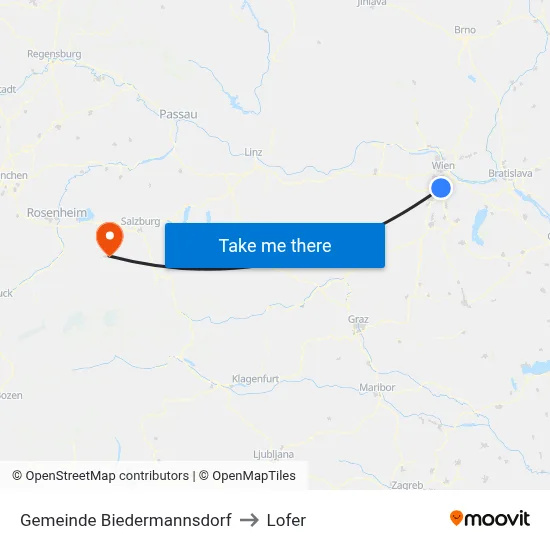 Gemeinde Biedermannsdorf to Lofer map