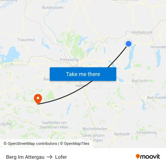 Berg Im Attergau to Lofer map