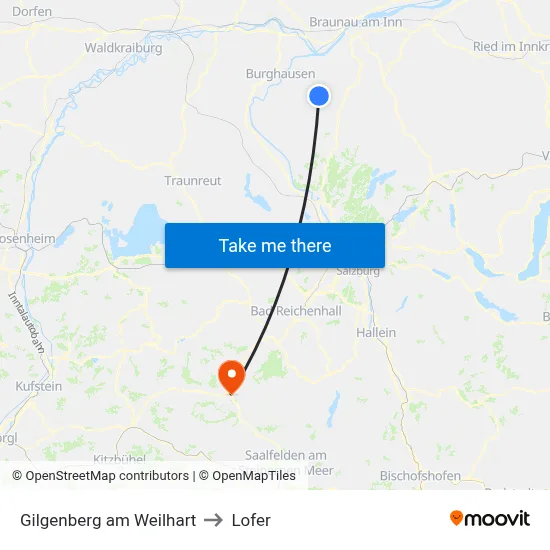 Gilgenberg am Weilhart to Lofer map