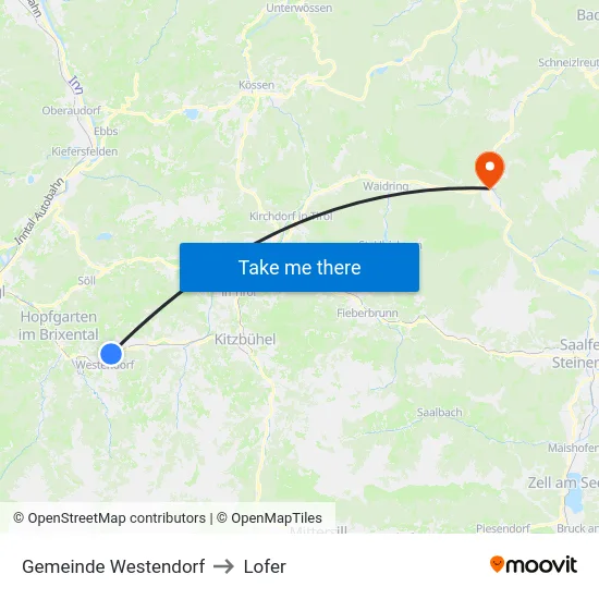 Gemeinde Westendorf to Lofer map