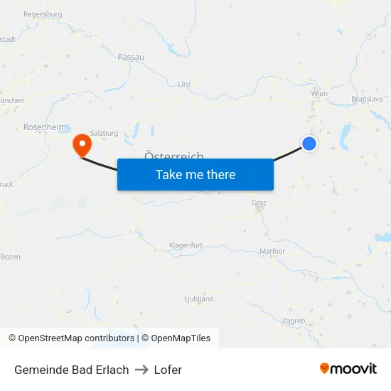 Gemeinde Bad Erlach to Lofer map