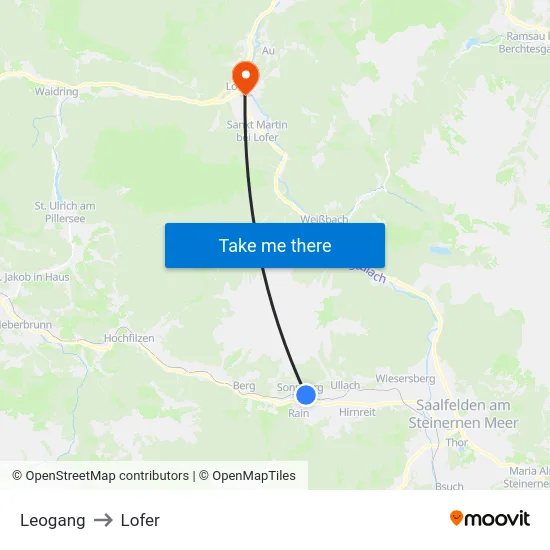 Leogang to Lofer map