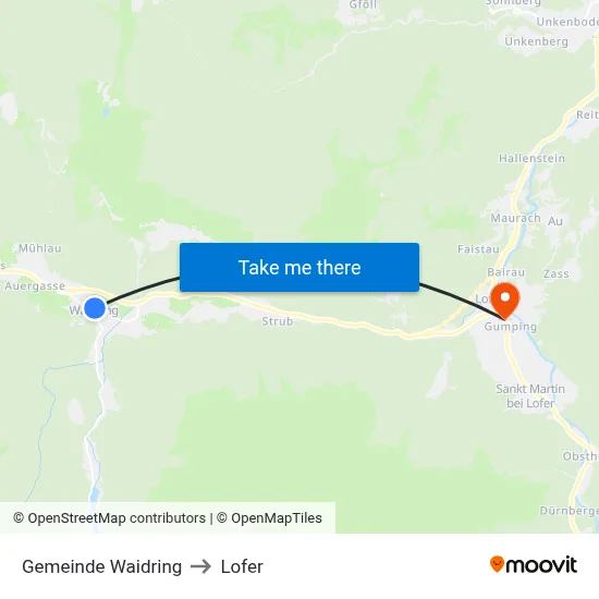 Gemeinde Waidring to Lofer map