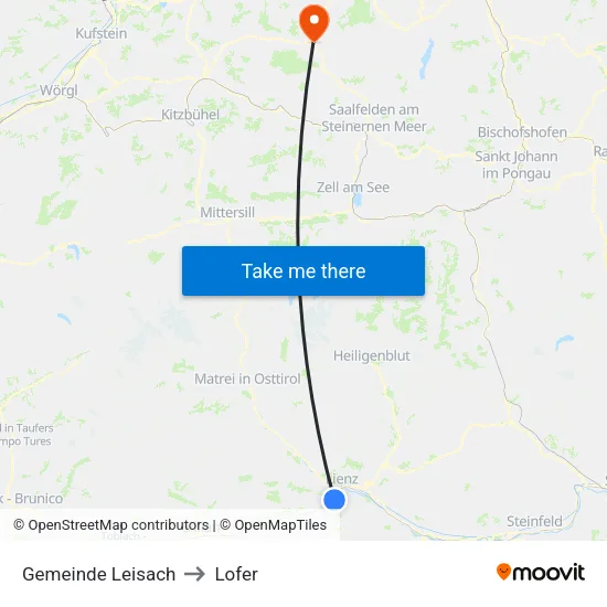 Gemeinde Leisach to Lofer map