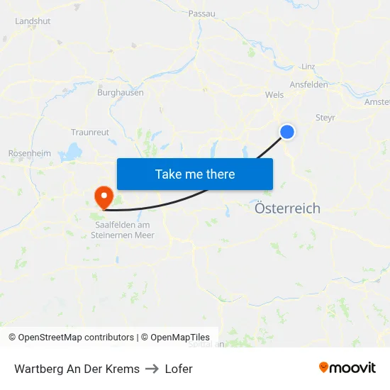 Wartberg An Der Krems to Lofer map