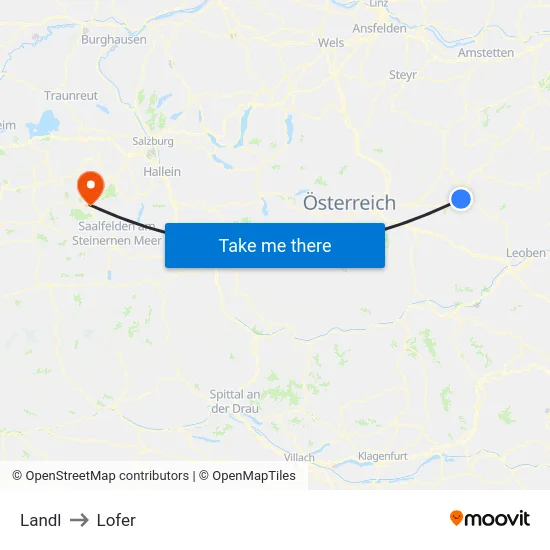Landl to Lofer map