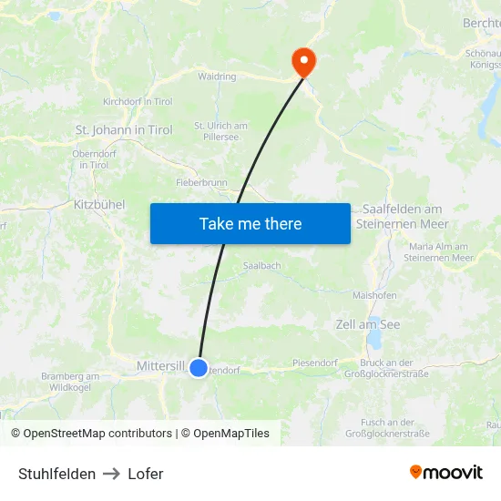 Stuhlfelden to Lofer map