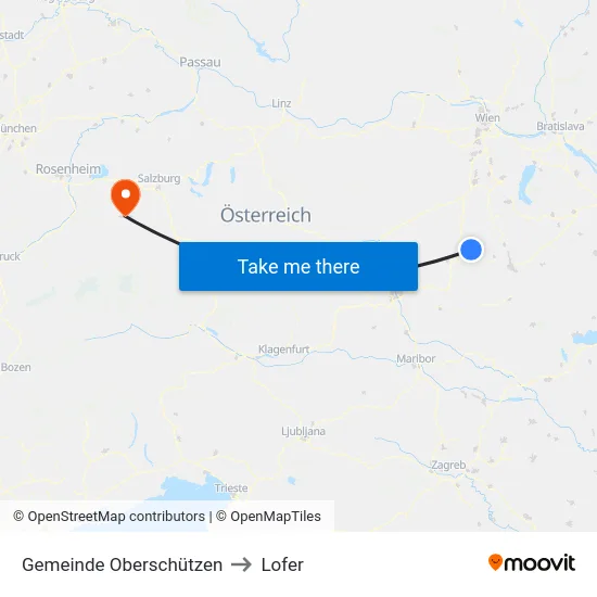 Gemeinde Oberschützen to Lofer map
