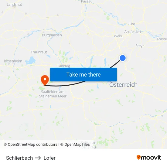 Schlierbach to Lofer map
