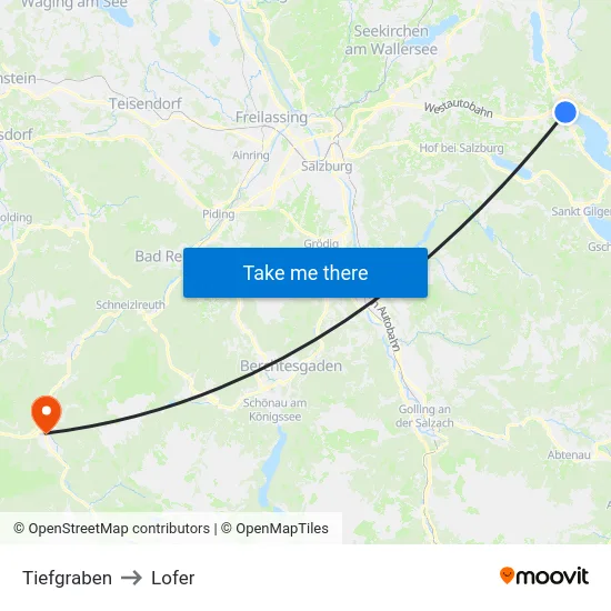 Tiefgraben to Lofer map