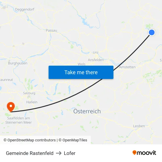 Gemeinde Rastenfeld to Lofer map