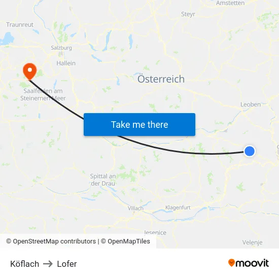 Köflach to Lofer map