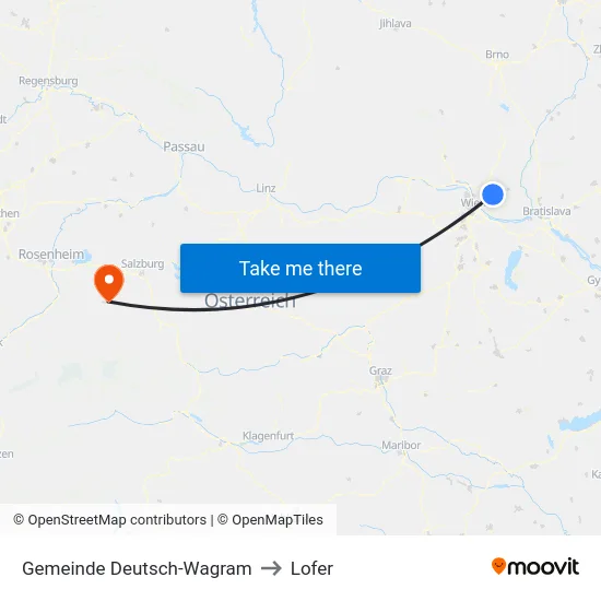 Gemeinde Deutsch-Wagram to Lofer map