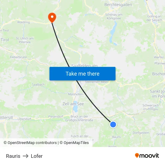 Rauris to Lofer map