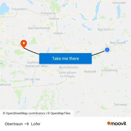 Obertraun to Lofer map