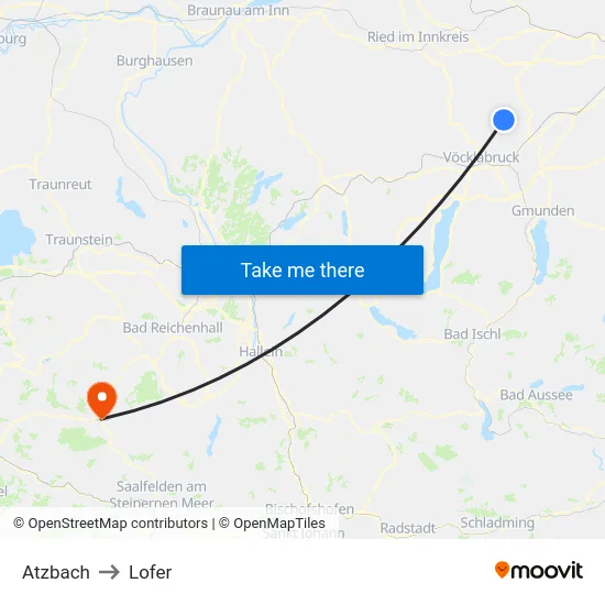 Atzbach to Lofer map