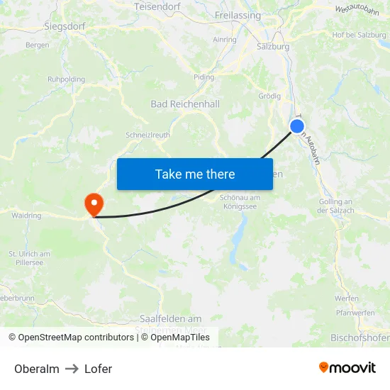 Oberalm to Lofer map